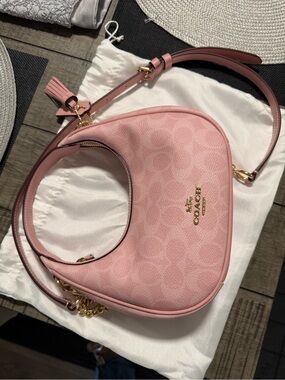 Coach Blush Pink Signature Crescent Shoulder Bag